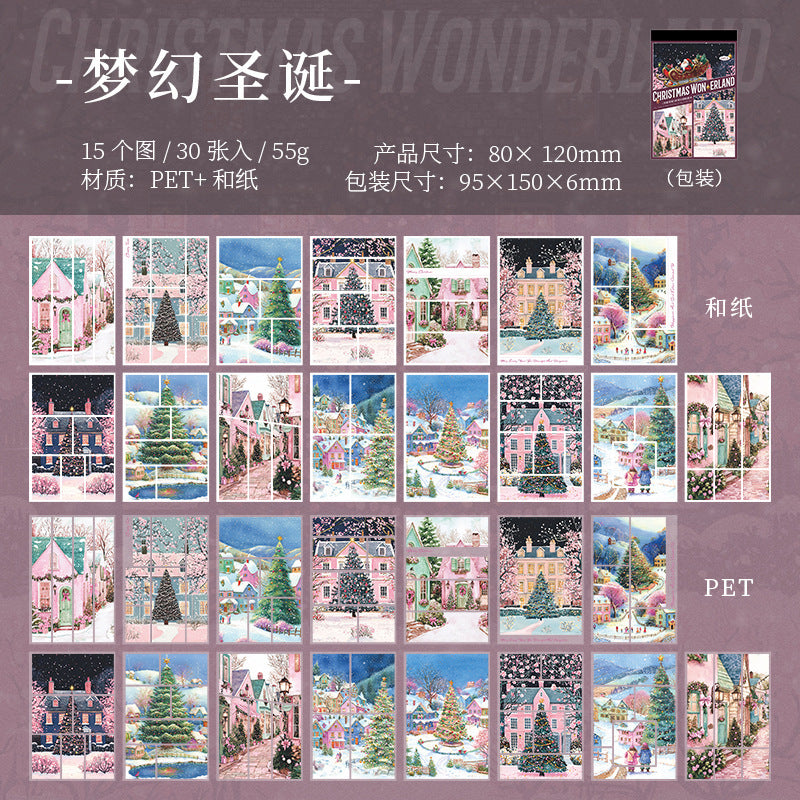 30pcs PET+WASHI Christmas sticker book (MLTZB25072101)