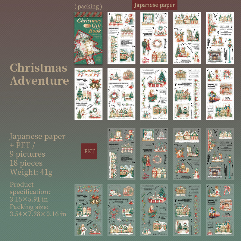 18sheets Christmas pre-cut sticker book (MLTZB25072003)