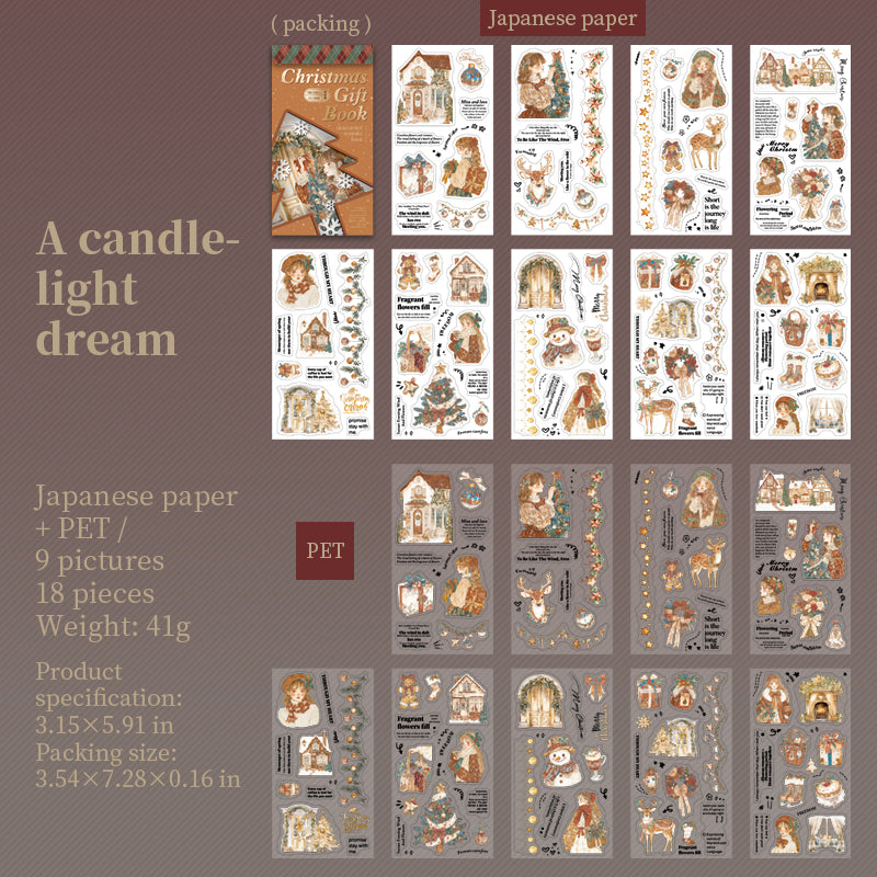 18sheets Christmas pre-cut sticker book (MLTZB25072003)