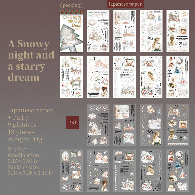 18sheets Christmas pre-cut sticker book (MLTZB25072003)