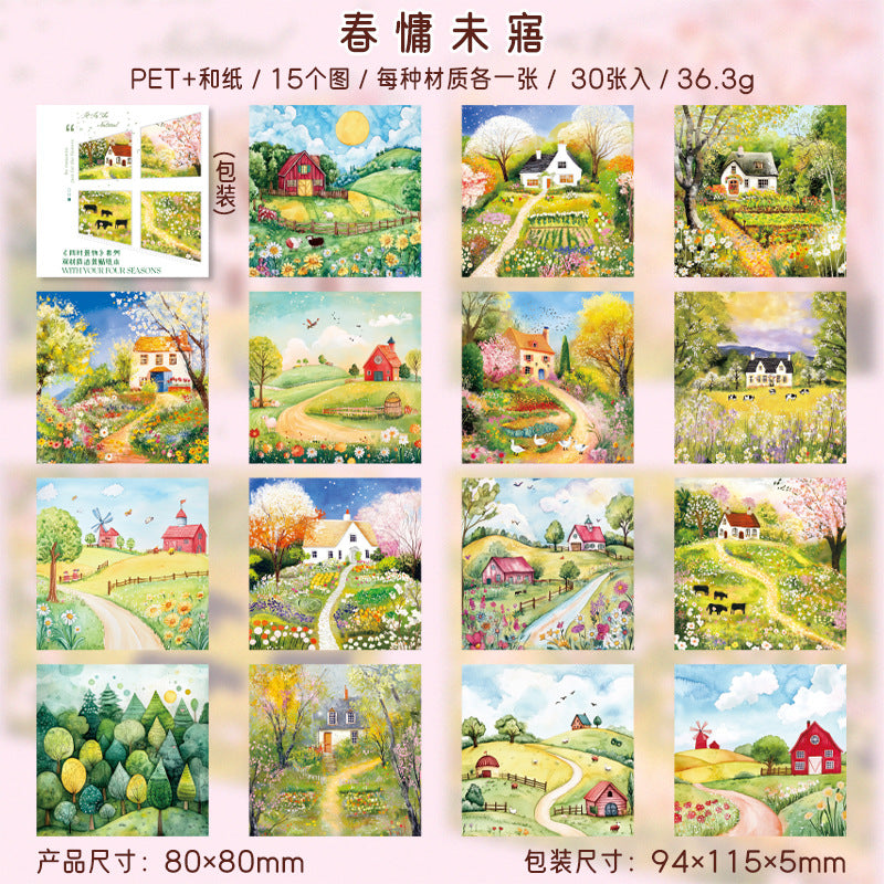 30pcs season PET+washi sticker book (MLTZB25060404)
