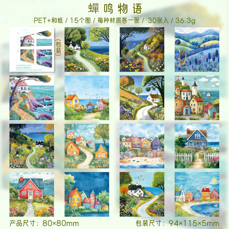 30pcs season PET+washi sticker book (MLTZB25060404)