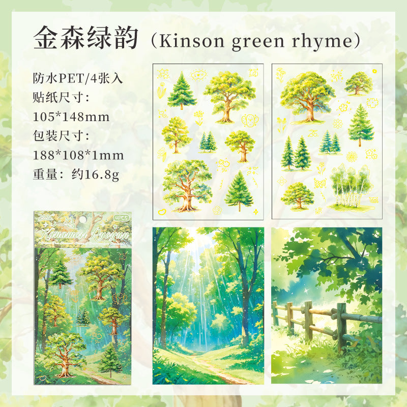 4pcs seasonal trees sticker pack (MLS25061009)