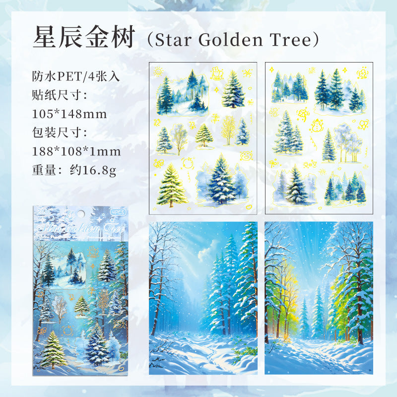 4pcs seasonal trees sticker pack (MLS25061009)