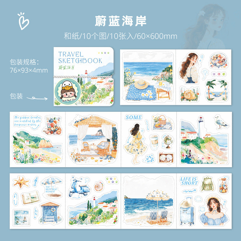 10pcs travel sketchbook pre-cut sticker book (MLTZB25050511)