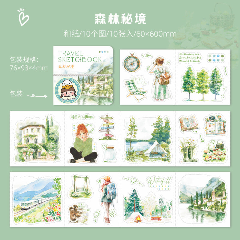 10pcs travel sketchbook pre-cut sticker book (MLTZB25050511)