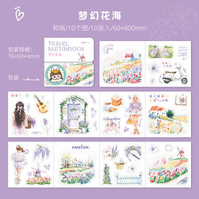 10pcs travel sketchbook pre-cut sticker book (MLTZB25050511)