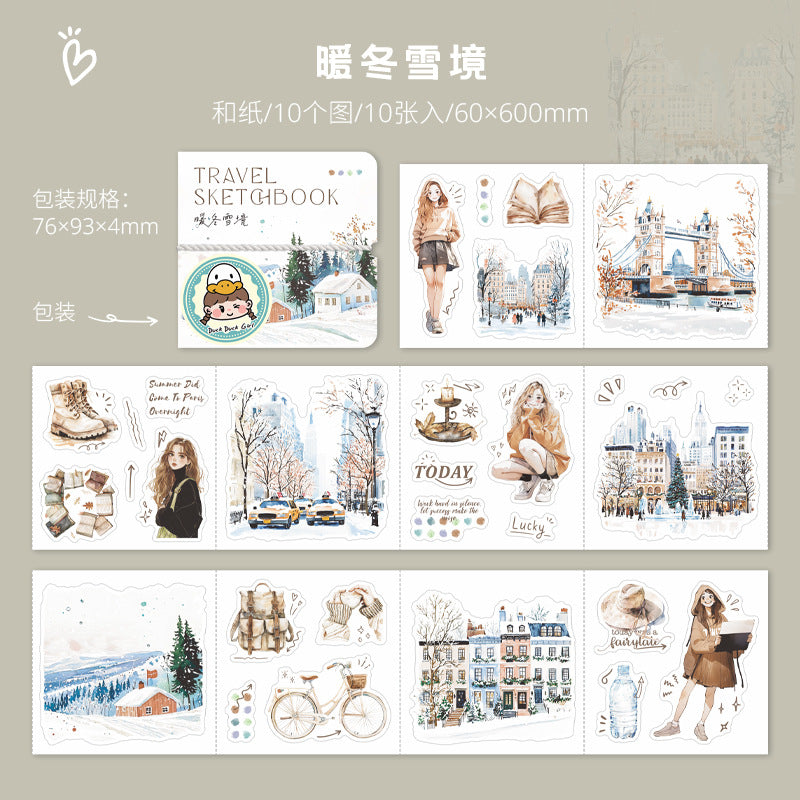 10pcs travel sketchbook pre-cut sticker book (MLTZB25050511)