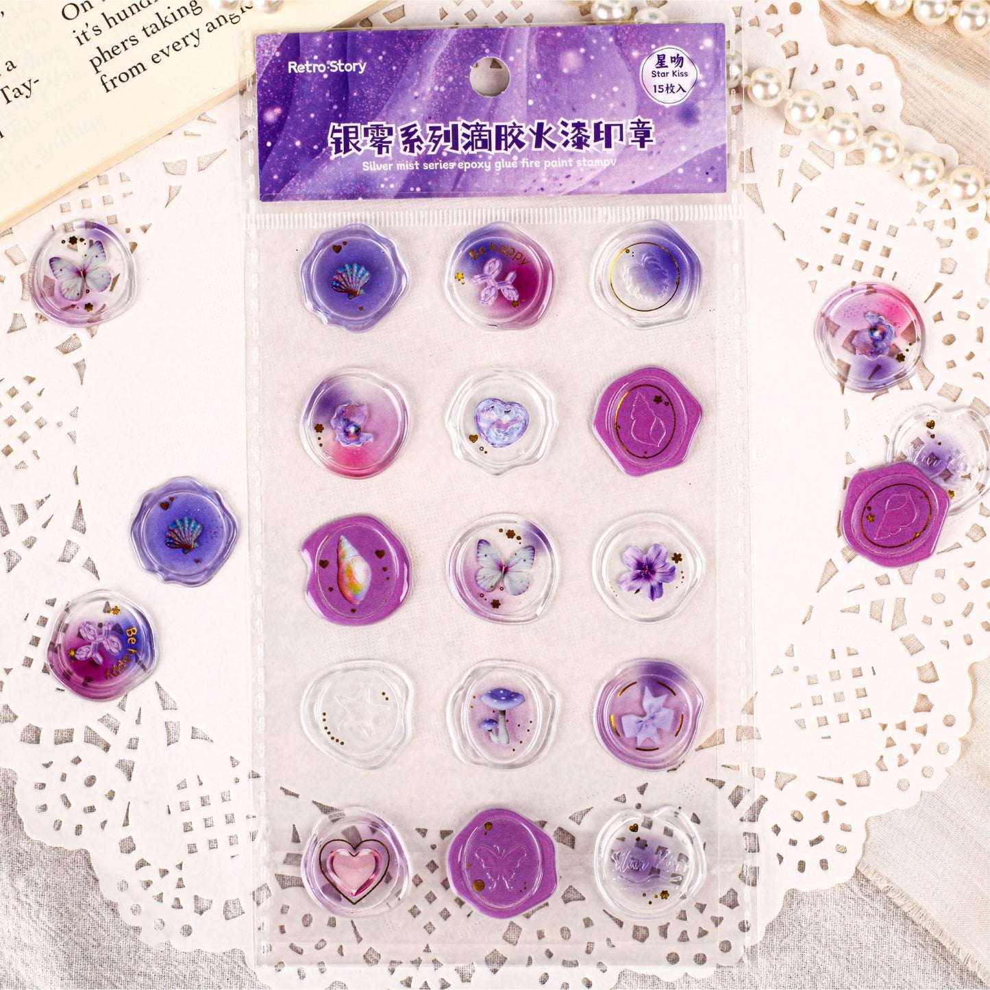 15pcs wax seal stamp sticker pack(MLZ25051605)