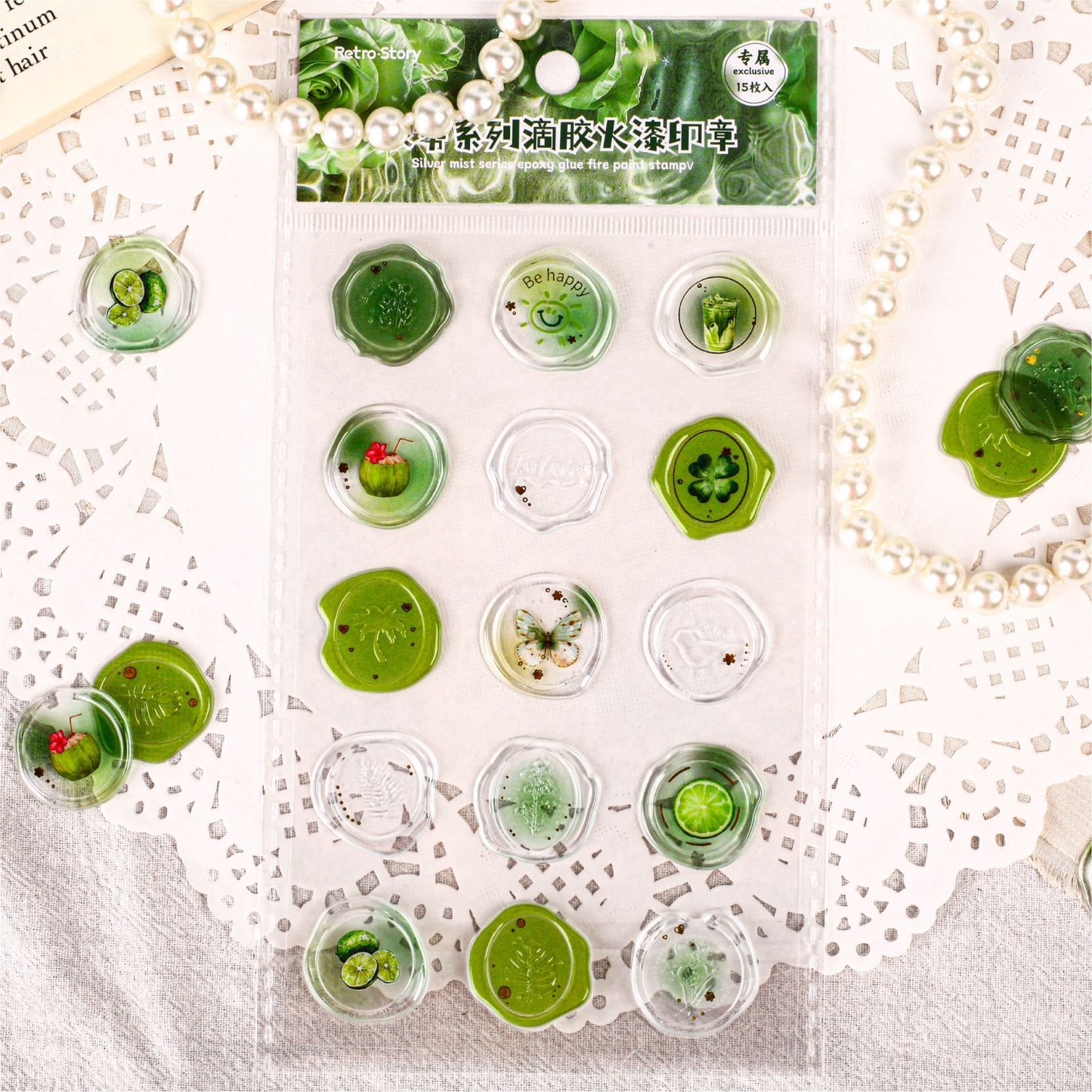 15pcs wax seal stamp sticker pack(MLZ25051605)