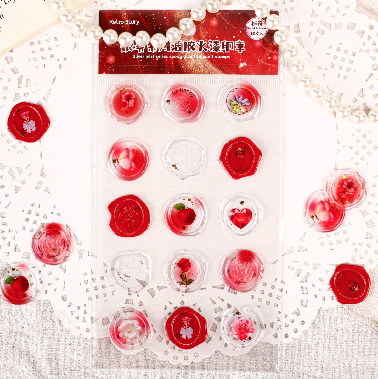 15pcs wax seal stamp sticker pack(MLZ25051605)
