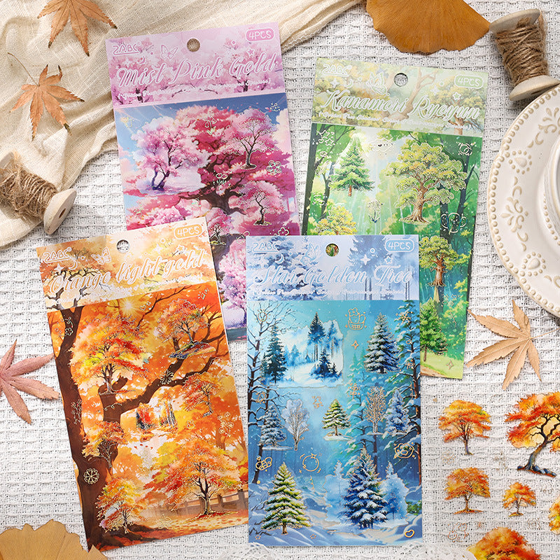 4pcs seasonal trees sticker pack (MLS25061009)