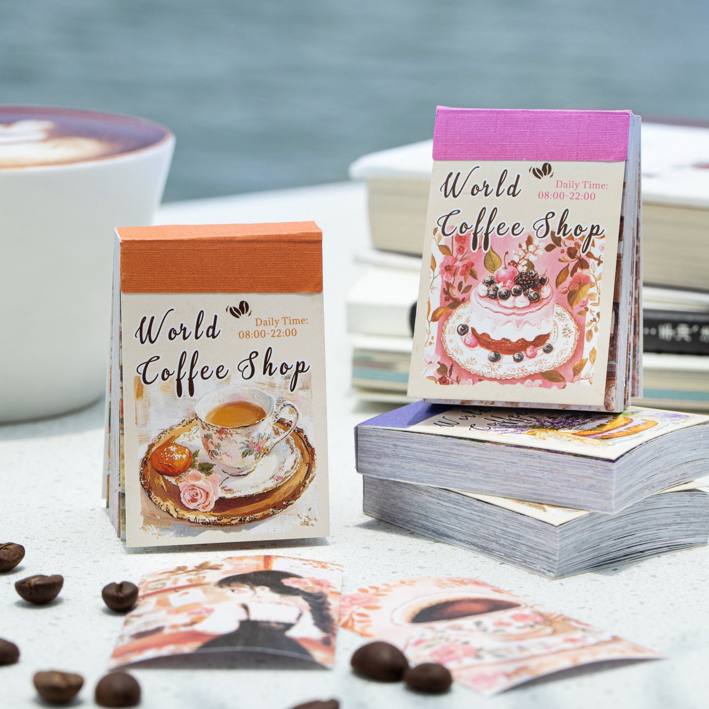 50pcs coffee shop mini sticker book (MLTZB25062801)