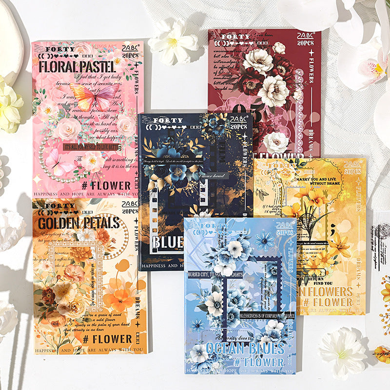 20pcs flower PET+washi sticker book (MLTZB25061005)