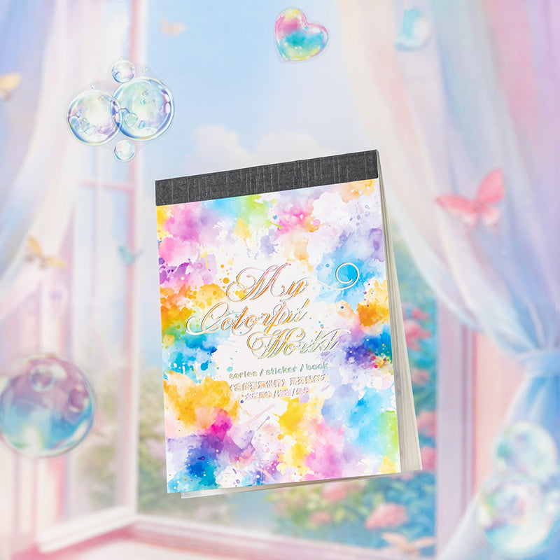 18pcs colorful cloud bubble water-color PET- sticker book (MLTZB25062305)