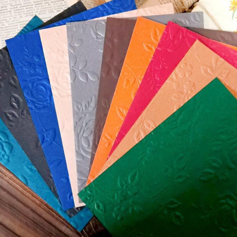10pcs dark rose embossed paper pack (P25041102)