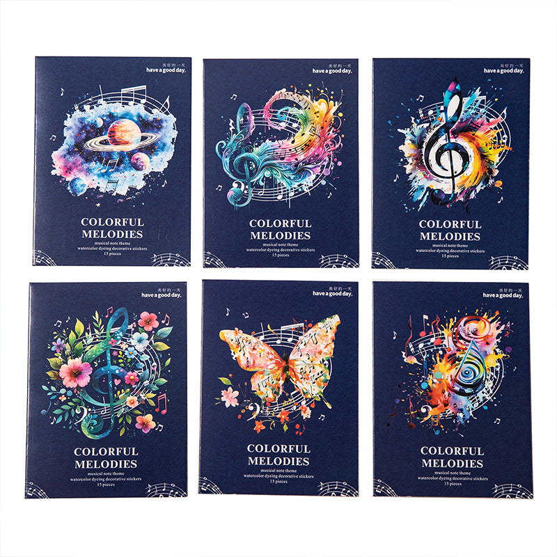 15pcs colorful melodies PET-sticker pack (MLS25062707)
