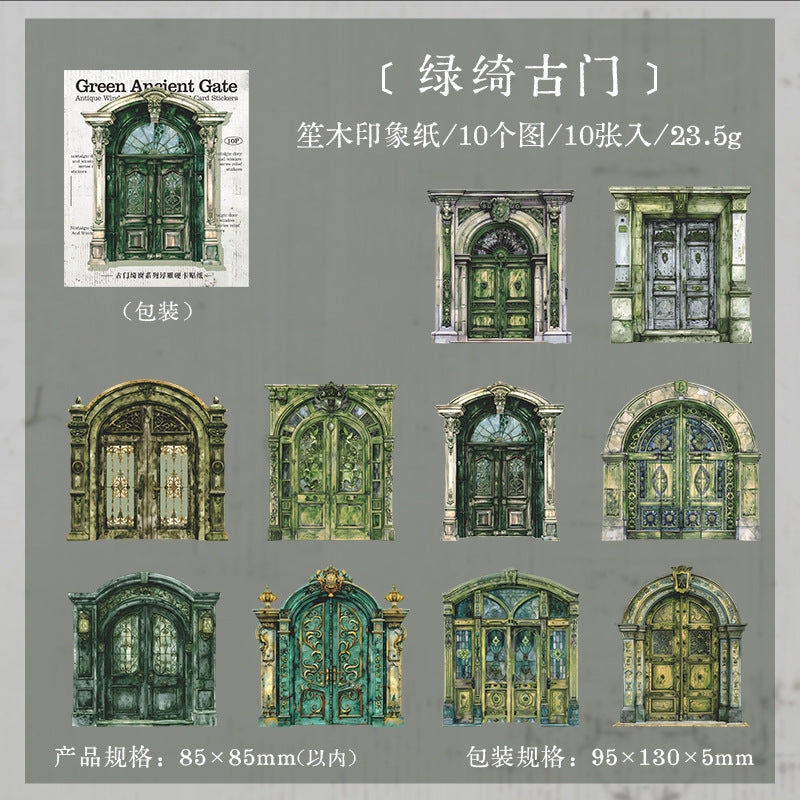 10pcs vintage window card sticker pack (MLS25050502)