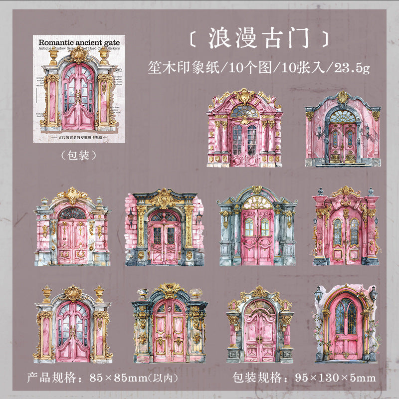 10pcs vintage window card sticker pack (MLS25050502)