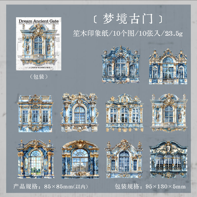 10pcs vintage window card sticker pack (MLS25050502)