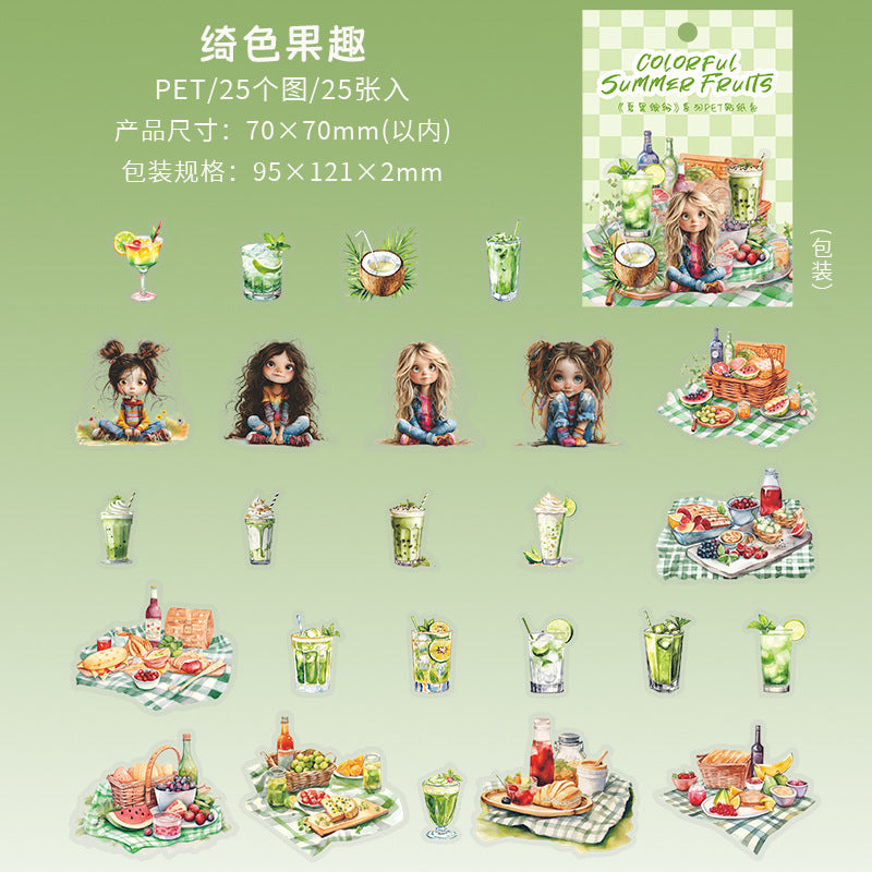 25pcs colorful summer fruit sticker pack (MLS25052402)