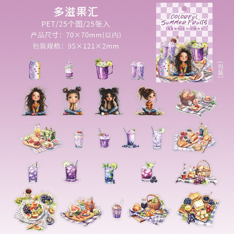 25pcs colorful summer fruit sticker pack (MLS25052402)