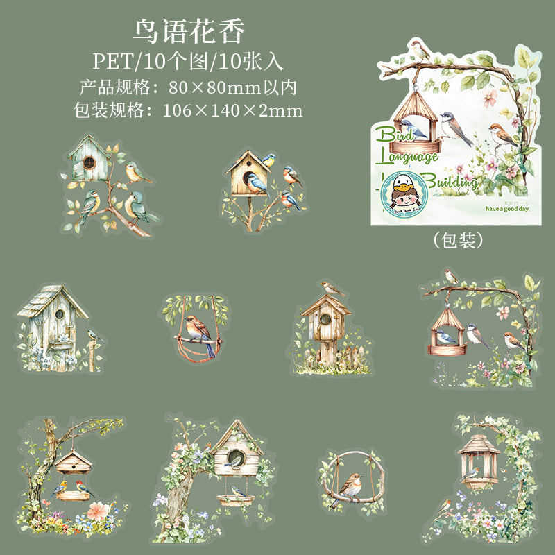 10pcs bird house sticker pack (MLS25062501)