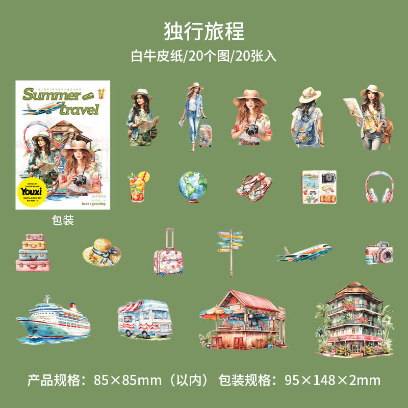 20pcs summer travel sticker pack (MLS25062502)