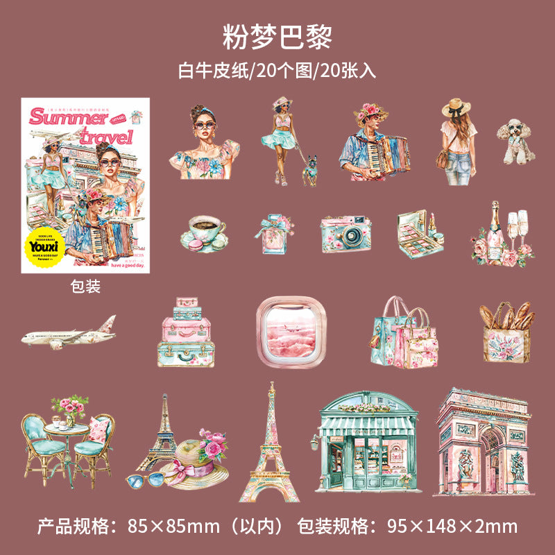 20pcs summer travel sticker pack (MLS25062502)