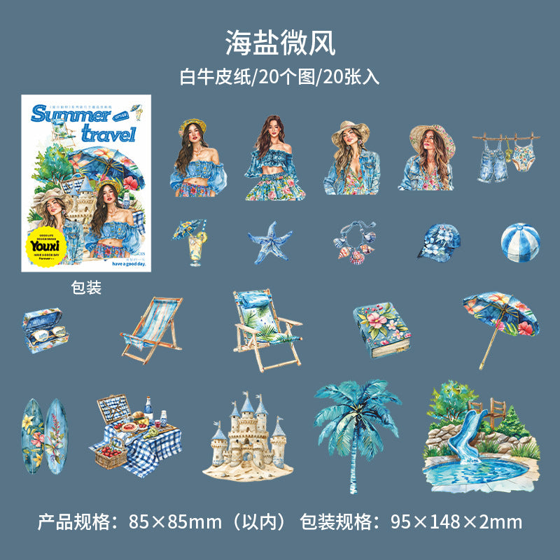 20pcs summer travel sticker pack (MLS25062502)