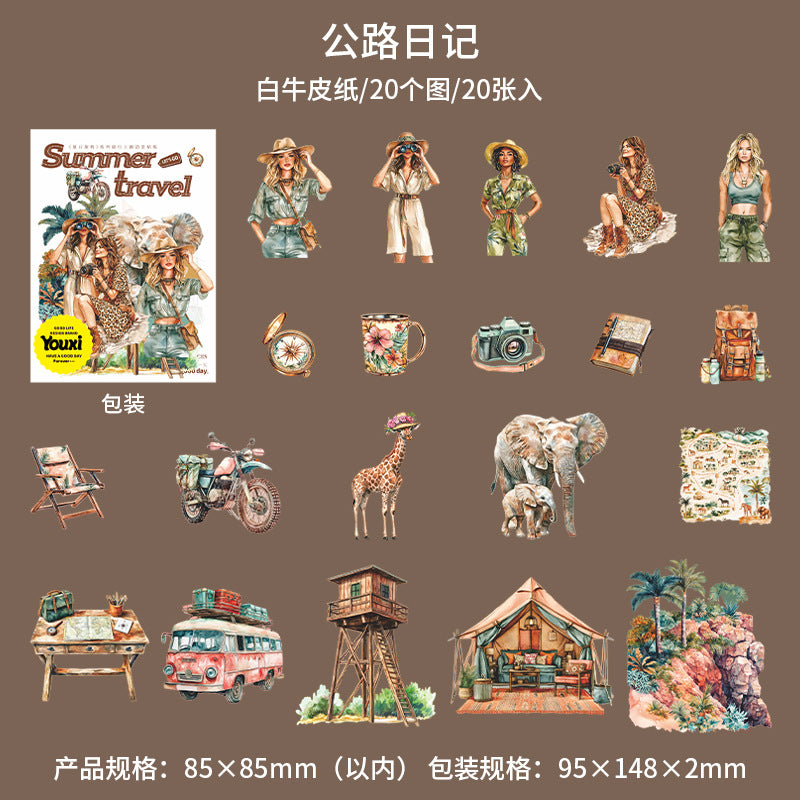 20pcs summer travel sticker pack (MLS25062502)