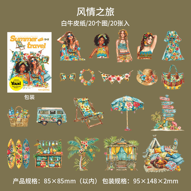 20pcs summer travel sticker pack (MLS25062502)