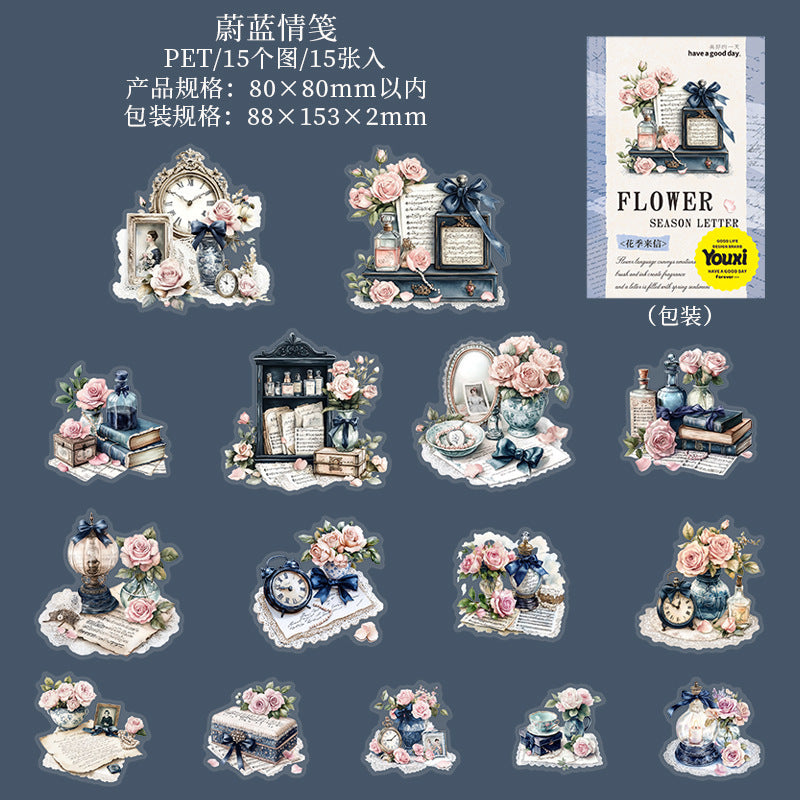 15pcs flower letter sticker pack (MLS25062703)