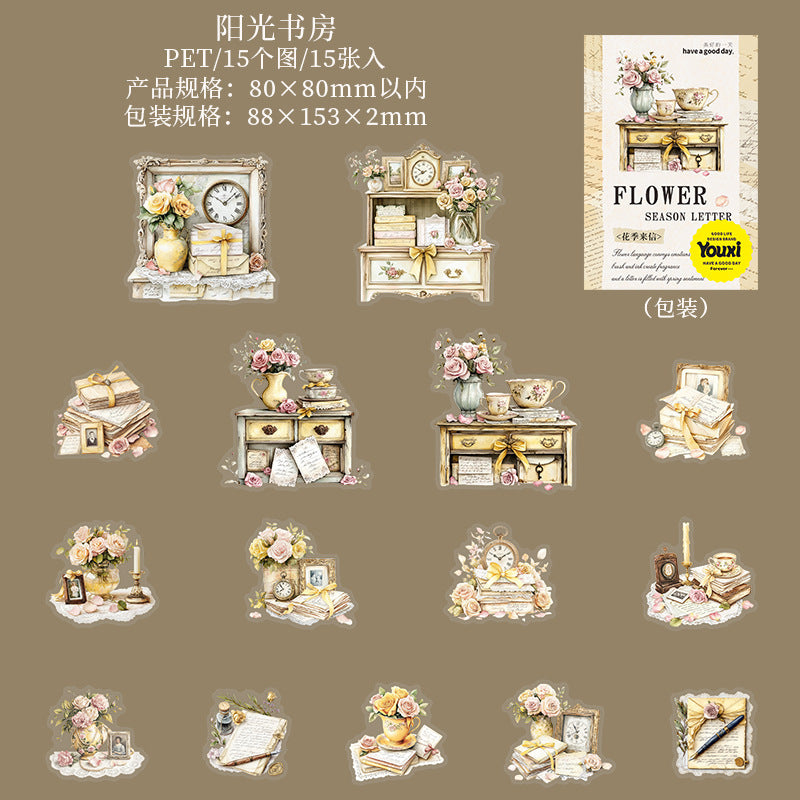 15pcs flower letter sticker pack (MLS25062703)