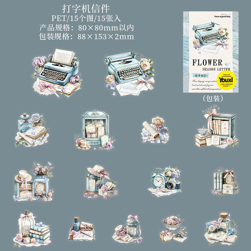 15pcs flower letter sticker pack (MLS25062703)