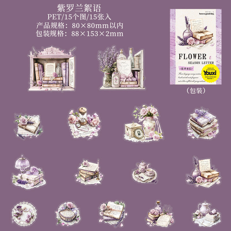 15pcs flower letter sticker pack (MLS25062703)