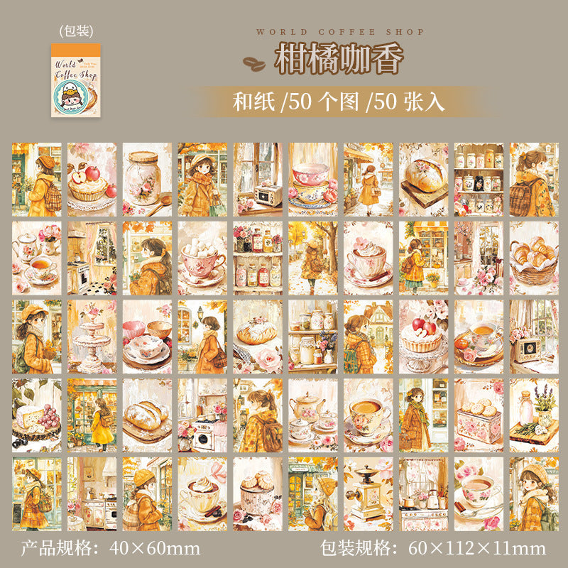 50pcs coffee shop mini sticker book (MLTZB25062801)