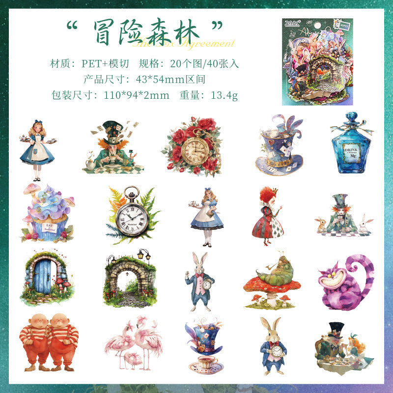 40pcs Alice and Prince PET-sticker pack (MLS25062807)