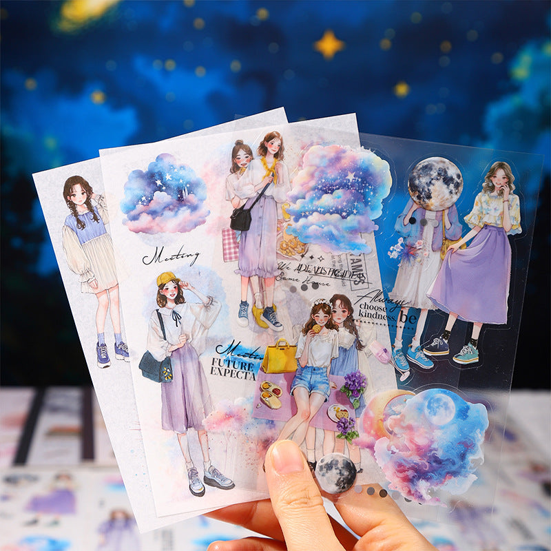 10sheets weather girl PET+Washi sticker book (MLTZB25052807)