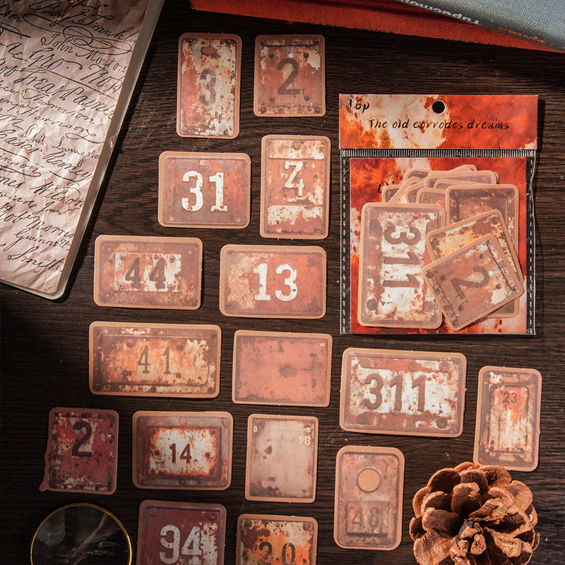 16pcs vintage sticker pack (MLS25051104)