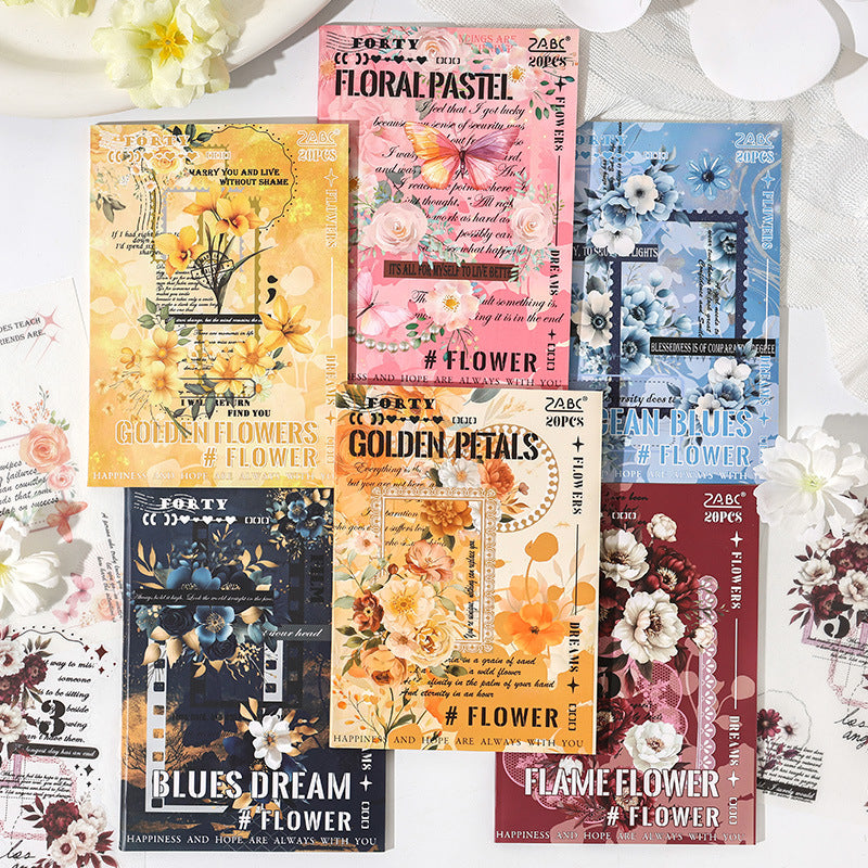 20pcs flower PET+washi sticker book (MLTZB25061005)