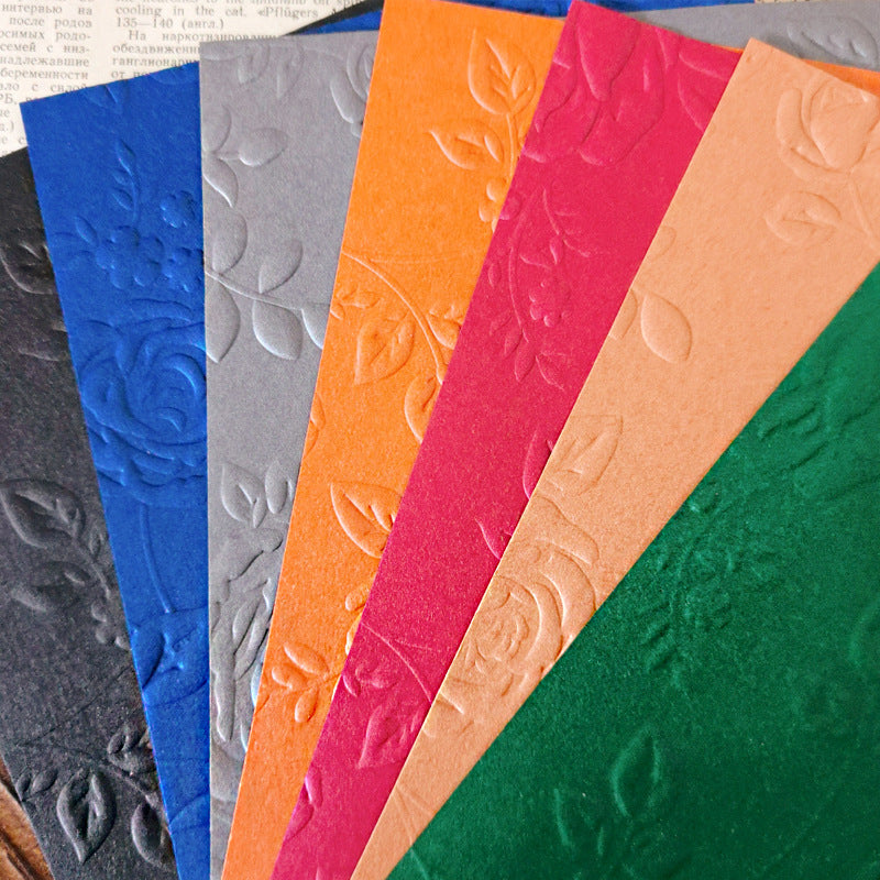 10pcs dark rose embossed paper pack (P25041102)