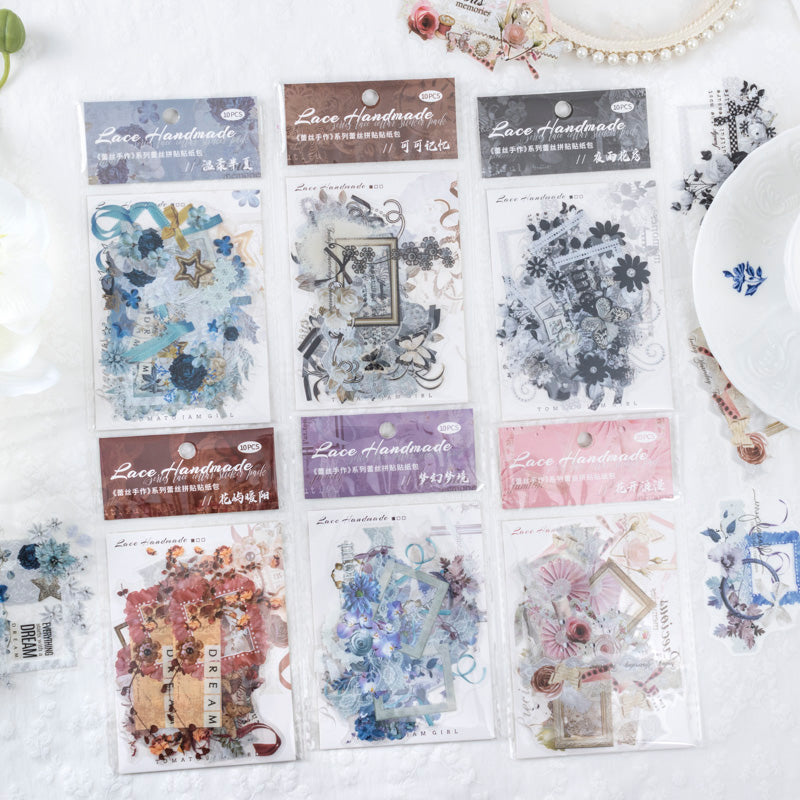 10pcs sticker pack Lace Handwork(MLS072303)