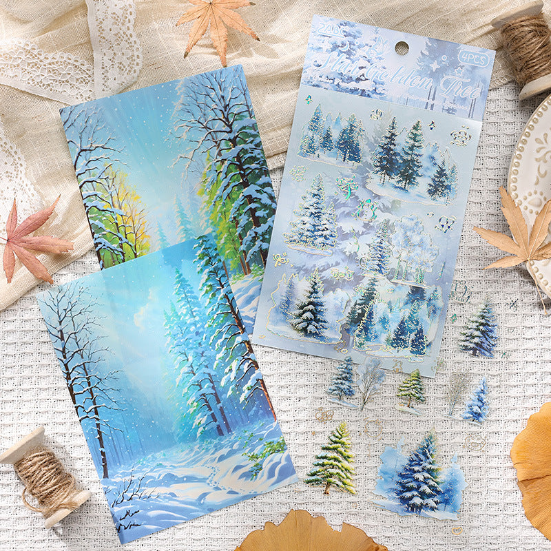 4pcs seasonal trees sticker pack (MLS25061009)