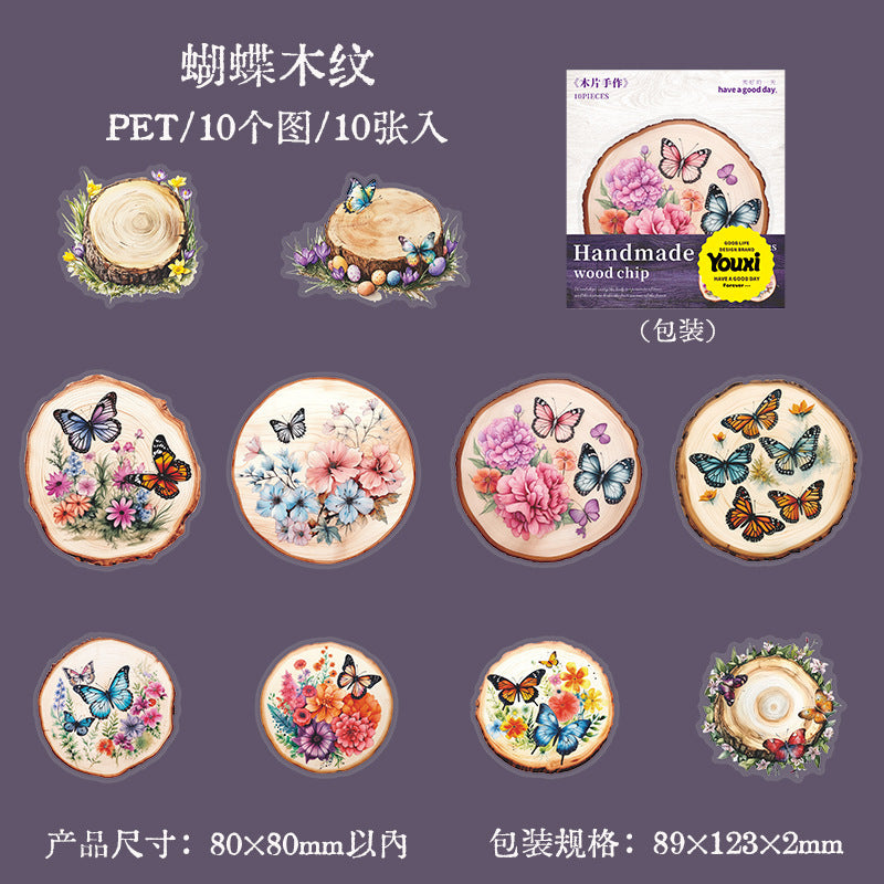 10pcs wood chip sticker pack (MLS25053002)