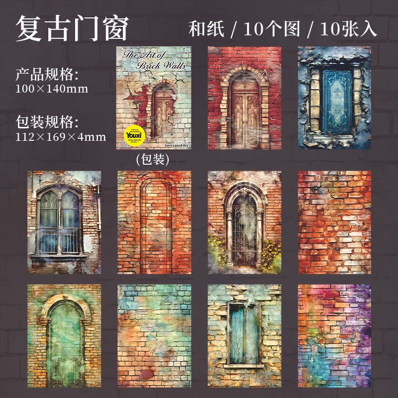 10pcs the art of brick walls washi-sticker pack (MLS25053006)