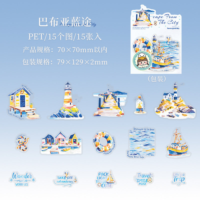 15pcs escape from the city sticker pack (MLS25053101)
