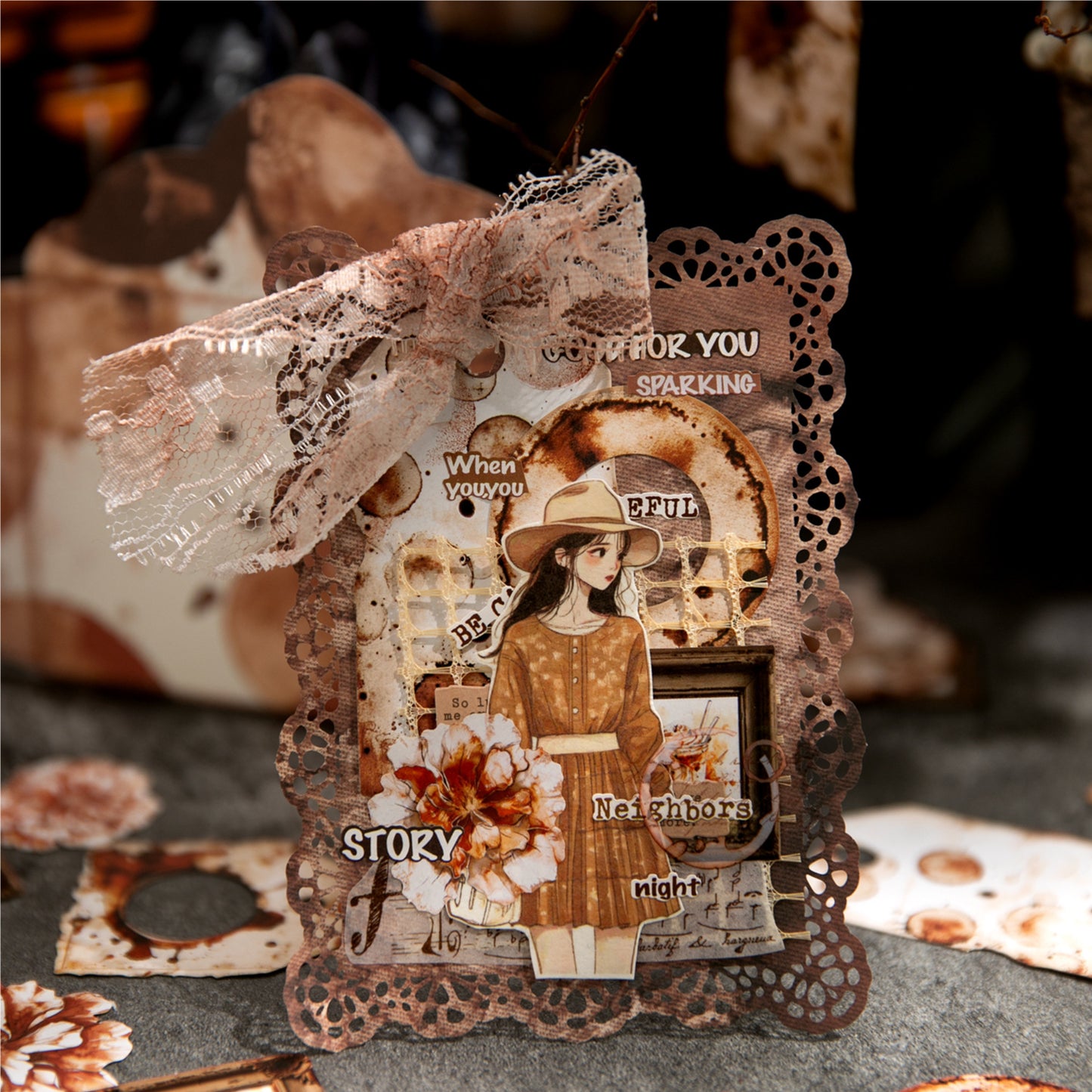 158pcs vintage sticker tin box (MLS25060706)