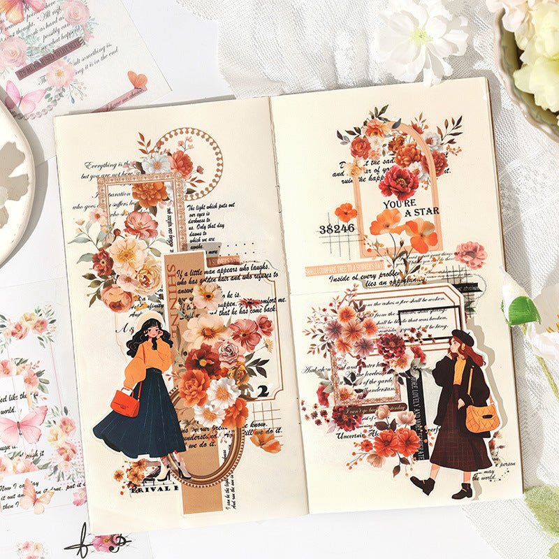 20pcs flower PET+washi sticker book (MLTZB25061005)