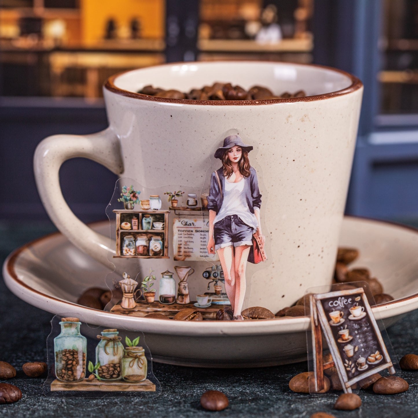 15pcs coffee market sticker pack (MLS25053004)